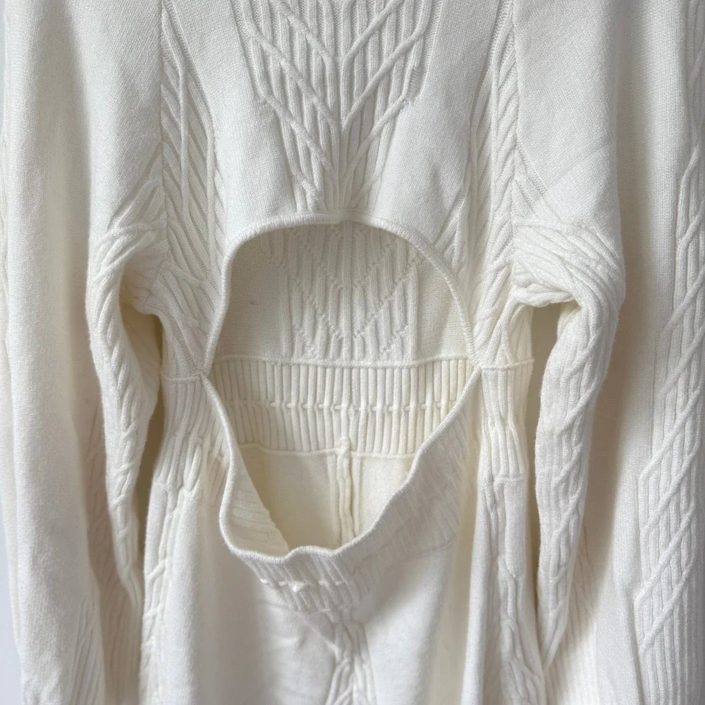 Free People Women's White Emmaline Knit Mini Sweater Dress Size Large NWT